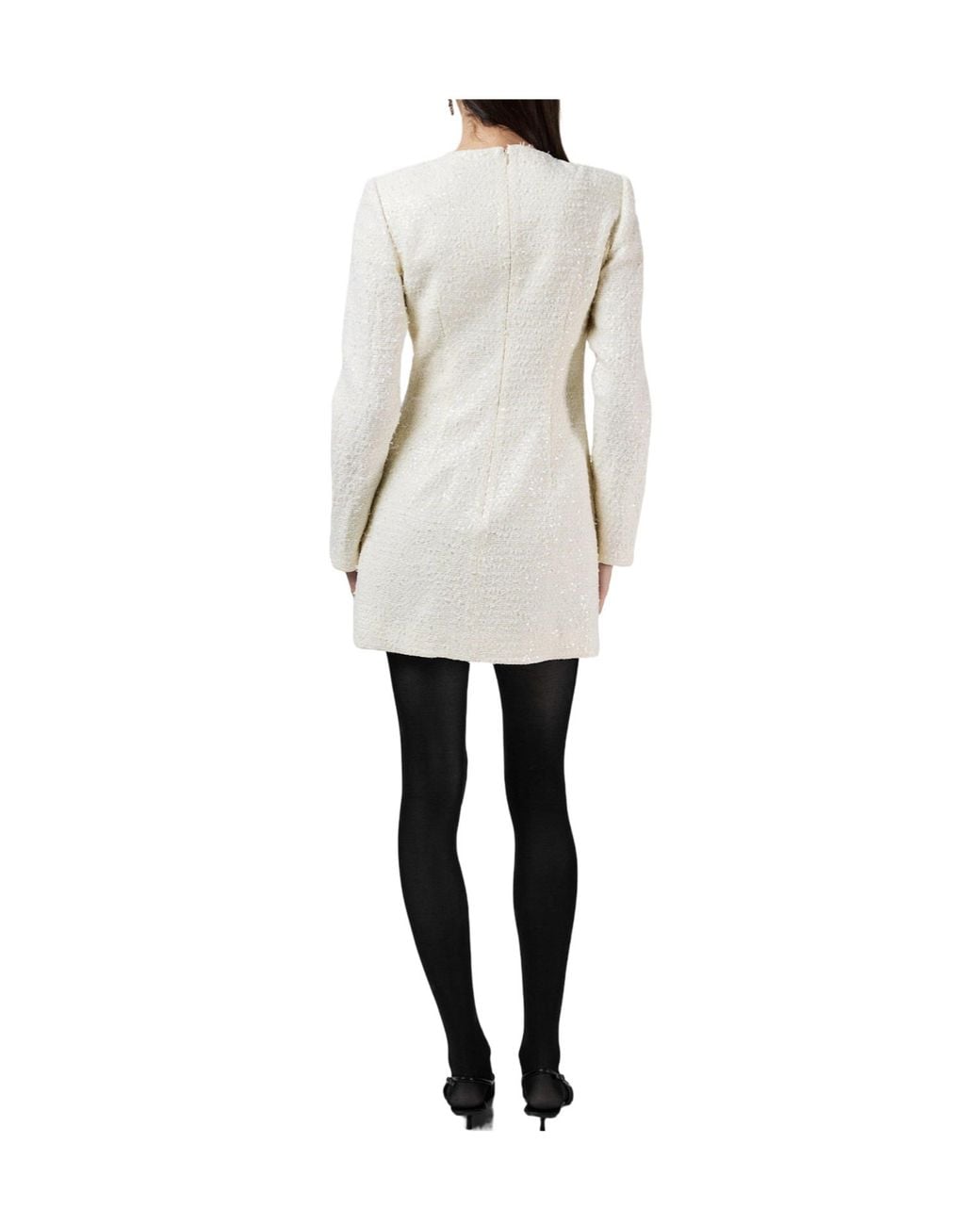 Self-Portrait White Boucle Diamante Bow Mini Dress