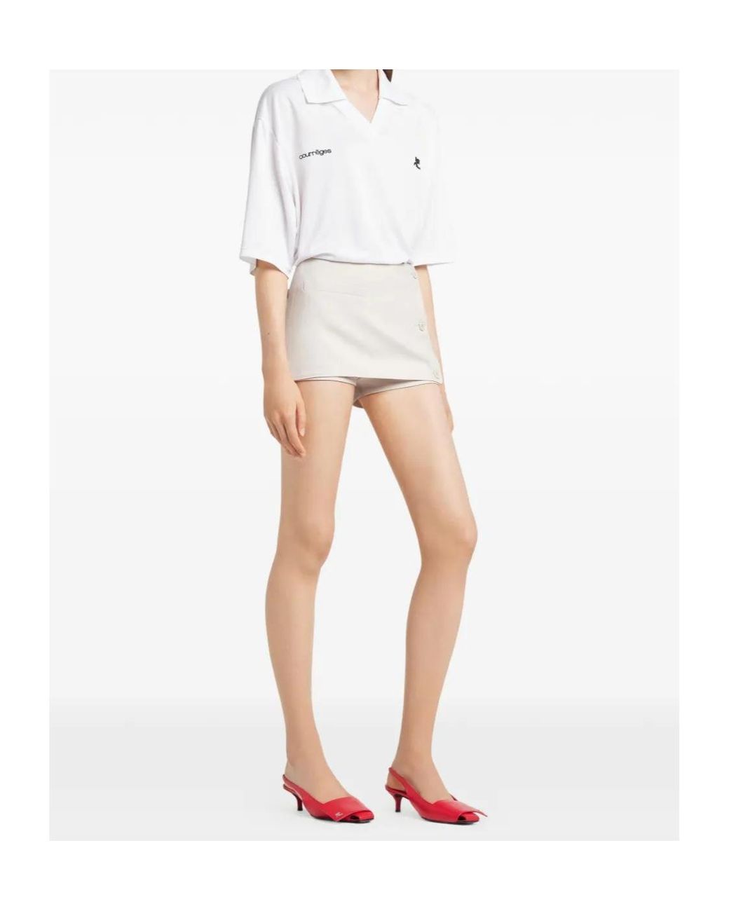 Courreges Natural Courrèges Asymmetric Wrap Shorts