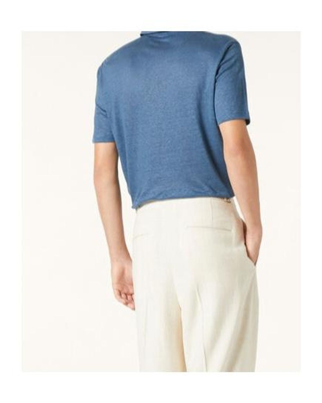 Loro Piana Blue Short-Sleeved Polo Shirt for men