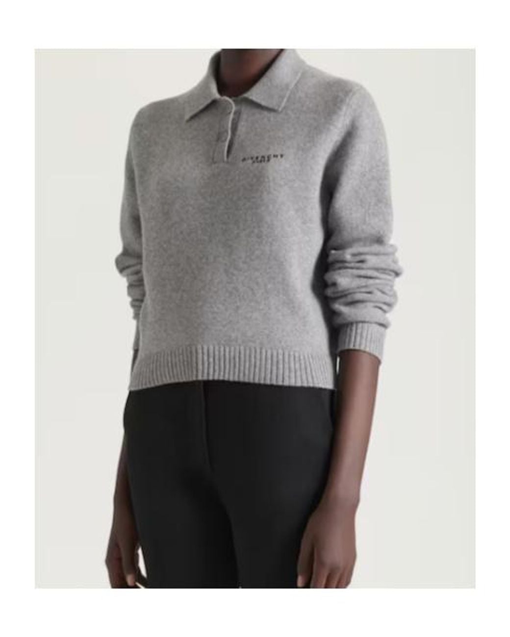Givenchy Gray Logo Intarsia Long-Sleeve Knit Polo Shirt