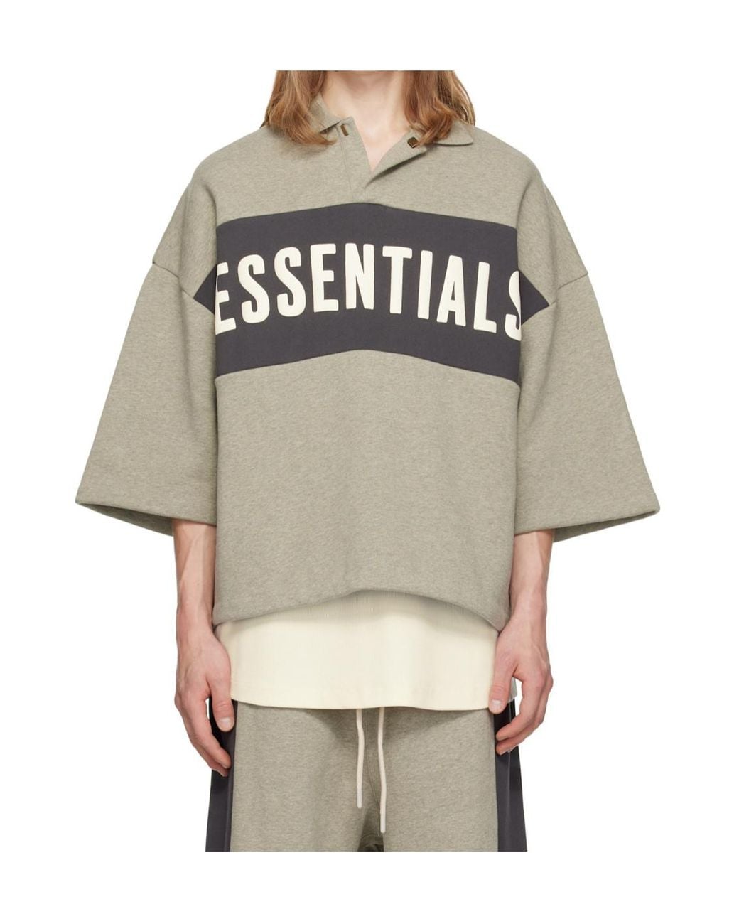 Fear Of God Gray Collared Drop-Shoulder T-Shirt for men