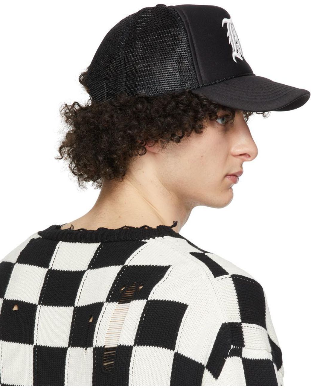 R13 Black Embroidered Logo Baseball Cap for men