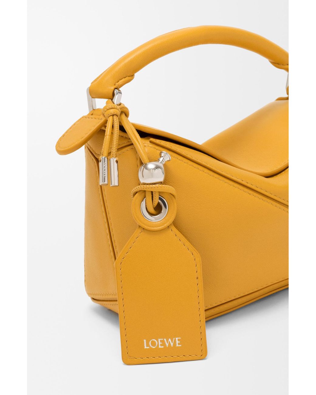 Loewe Yellow Mini Featherlight Puzzle Leather Tote Bag