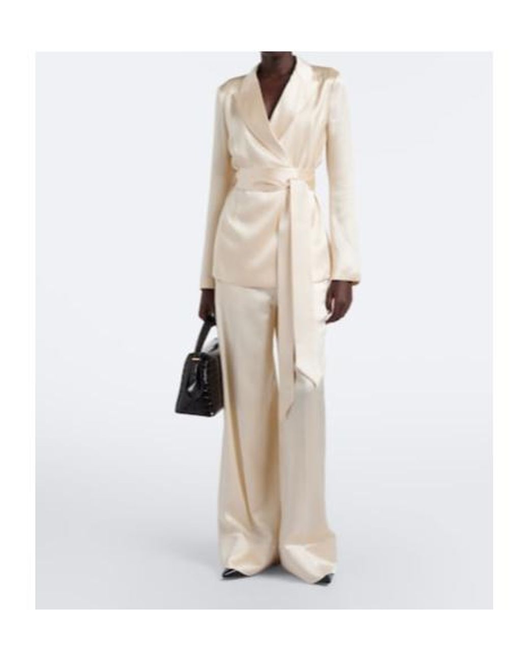 Joseph White Dijon Silk Satin Wide-Leg Pants