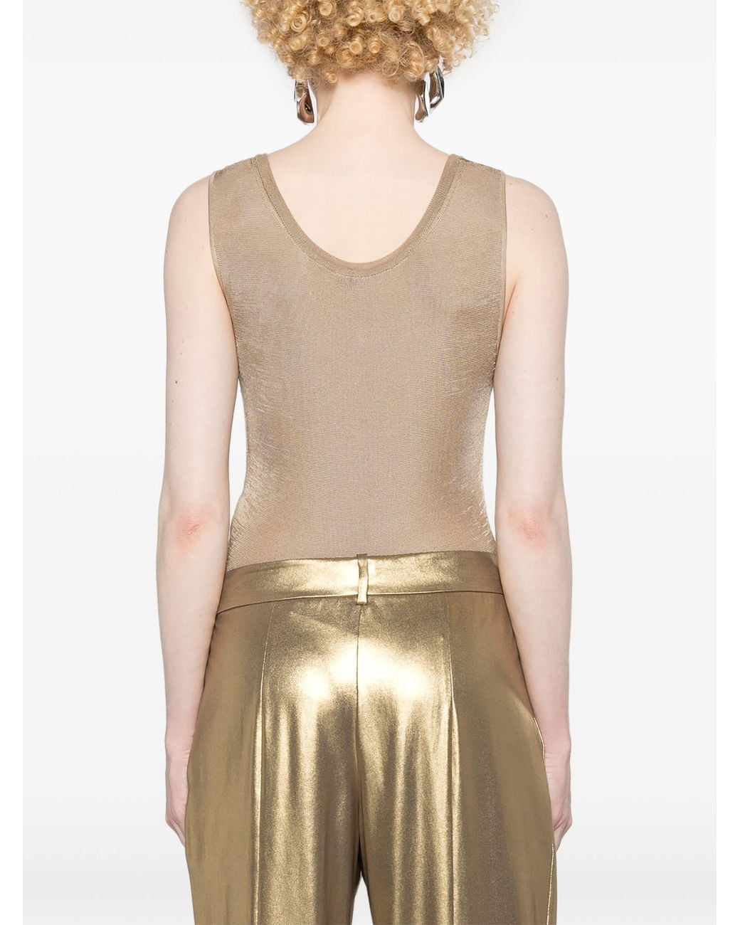 Saint Laurent Brown Scoop-Neck Silk Bodysuit