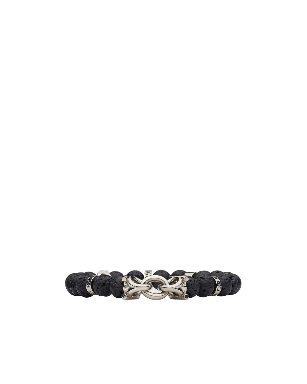 Ferragamo White Ferragamo Logo Engraved Branded Bracelet for men