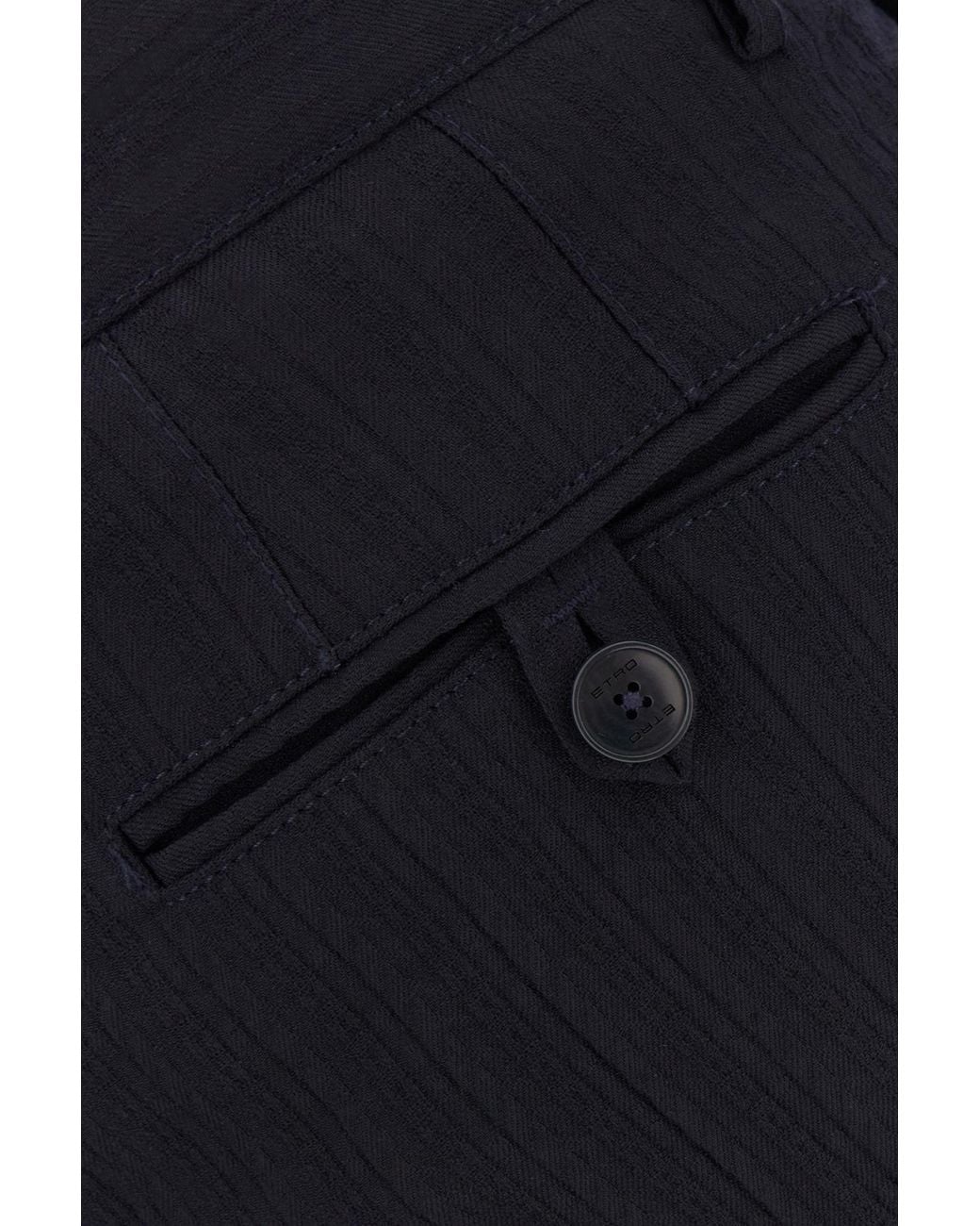 Etro Blue Pressed-Crease Straight Leg Trousers for men