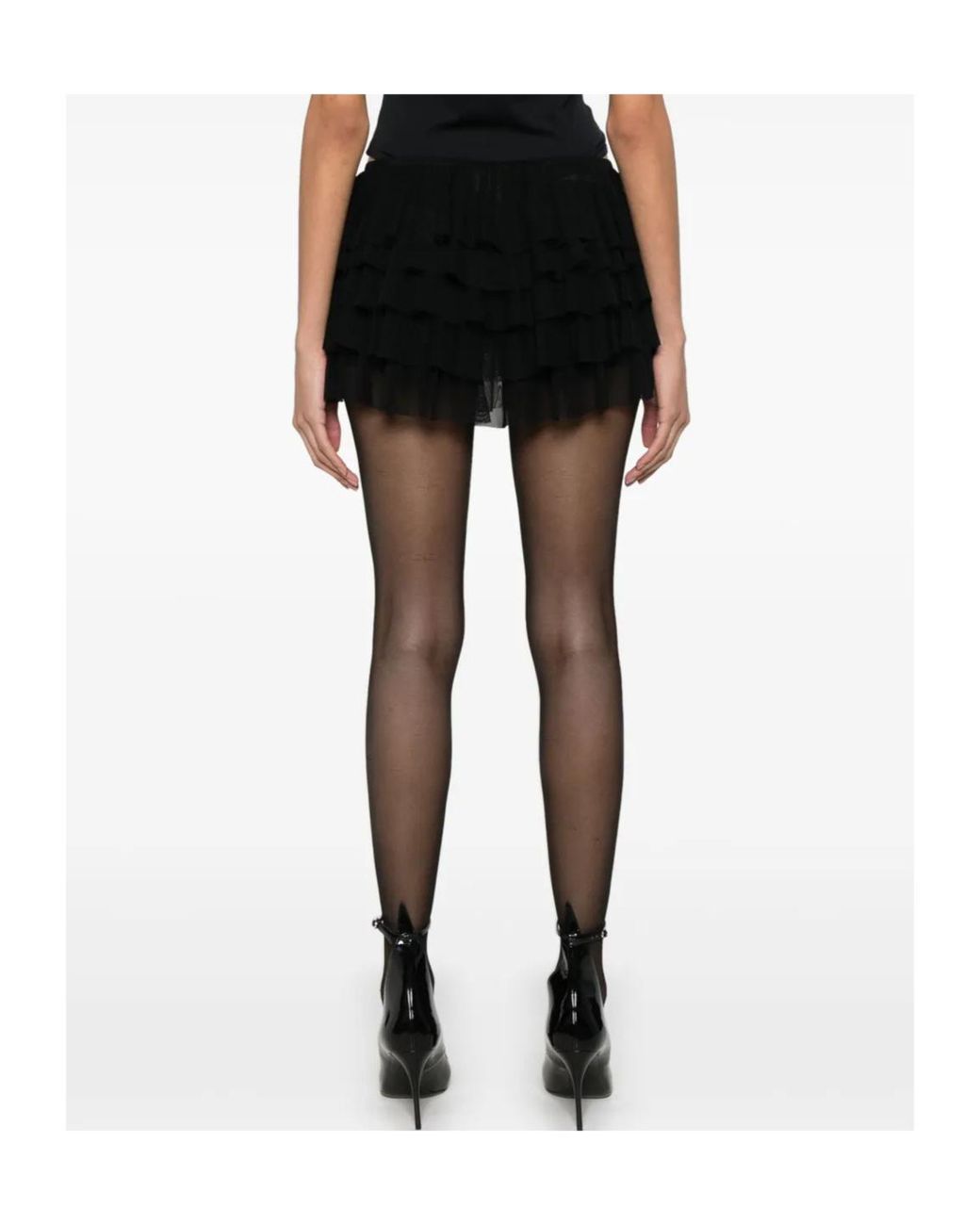 Norma Kamali Black Ruffled Skorts