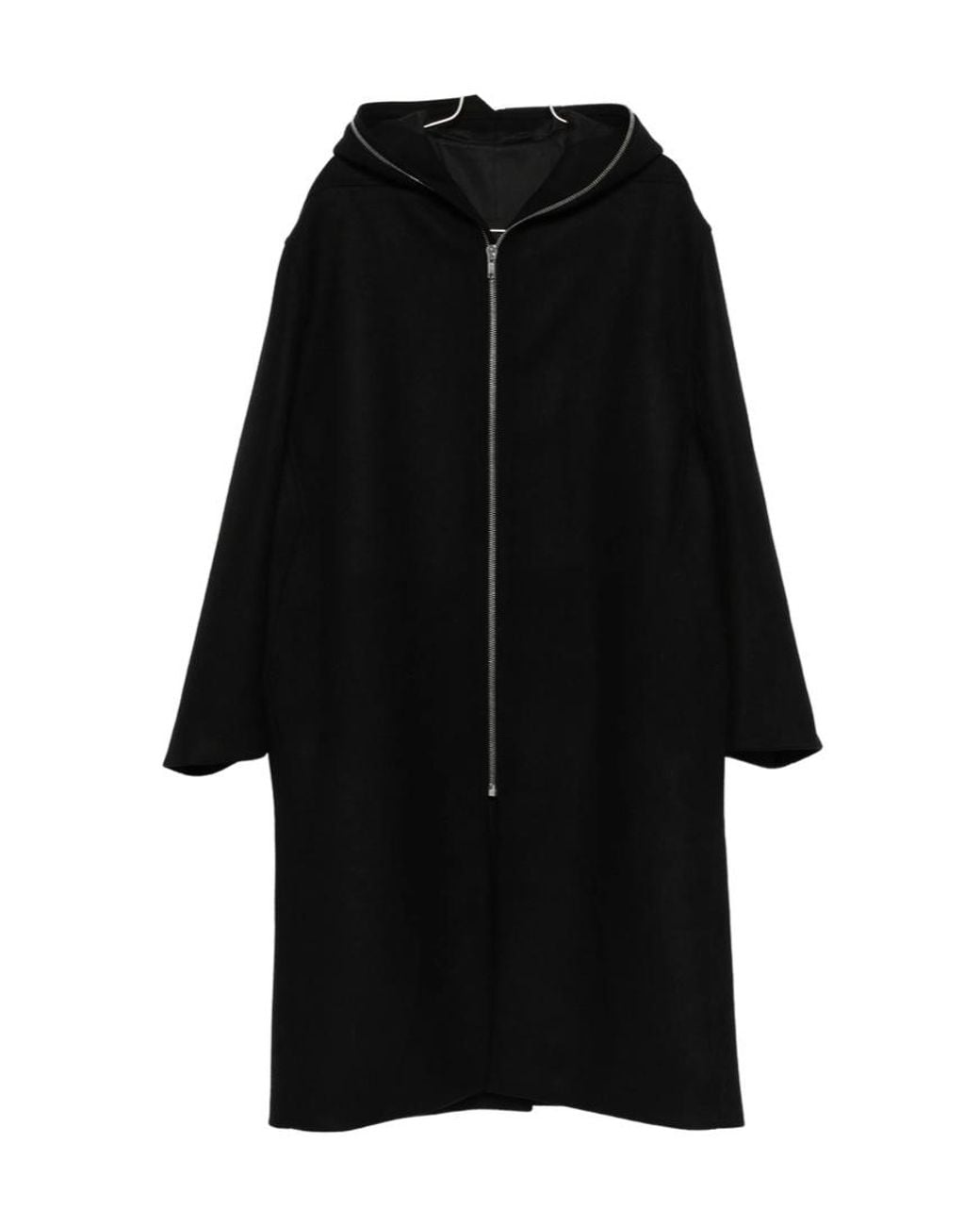 Rick Owens Black Zipped Hooded Raincoat for men