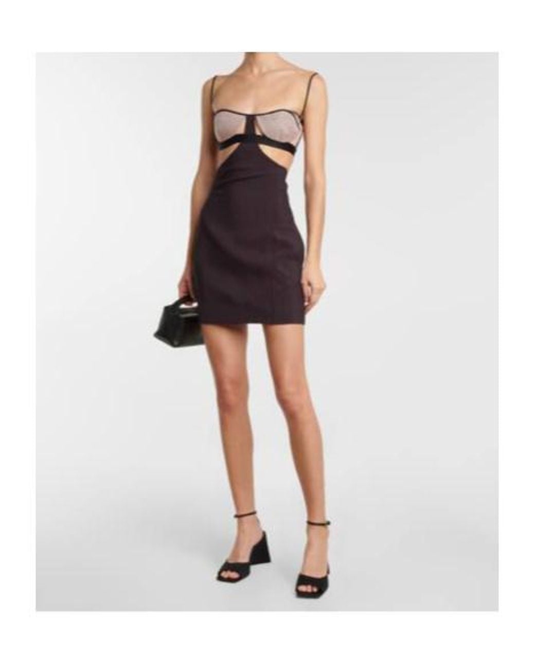 Nensi Dojaka Blue Cutout Mesh-Paneled Minidress