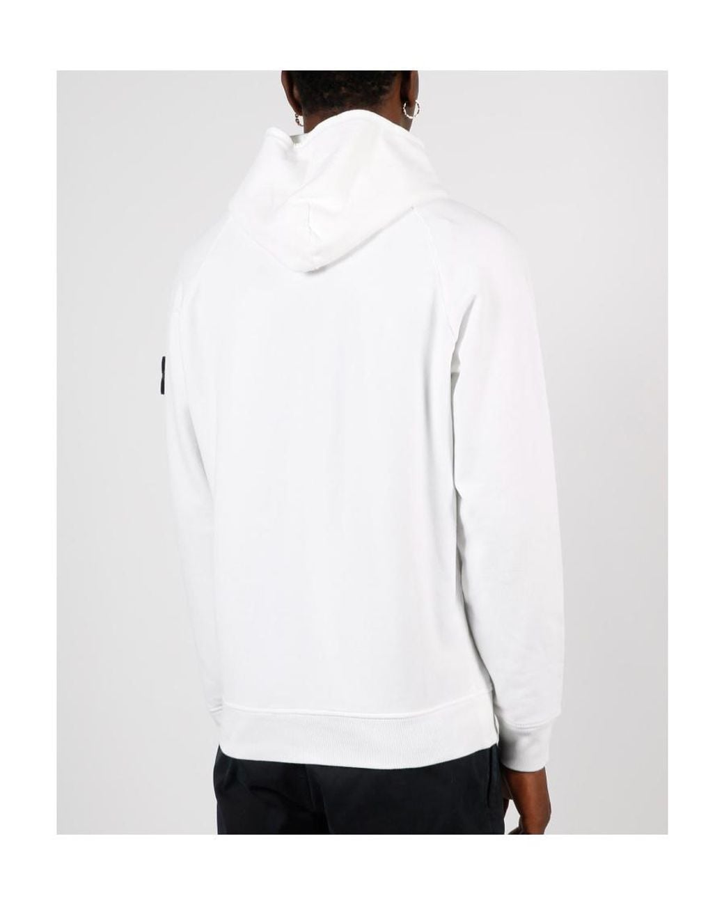 Stone Island White Logo Patch Long-Sleeved Hoodie for men