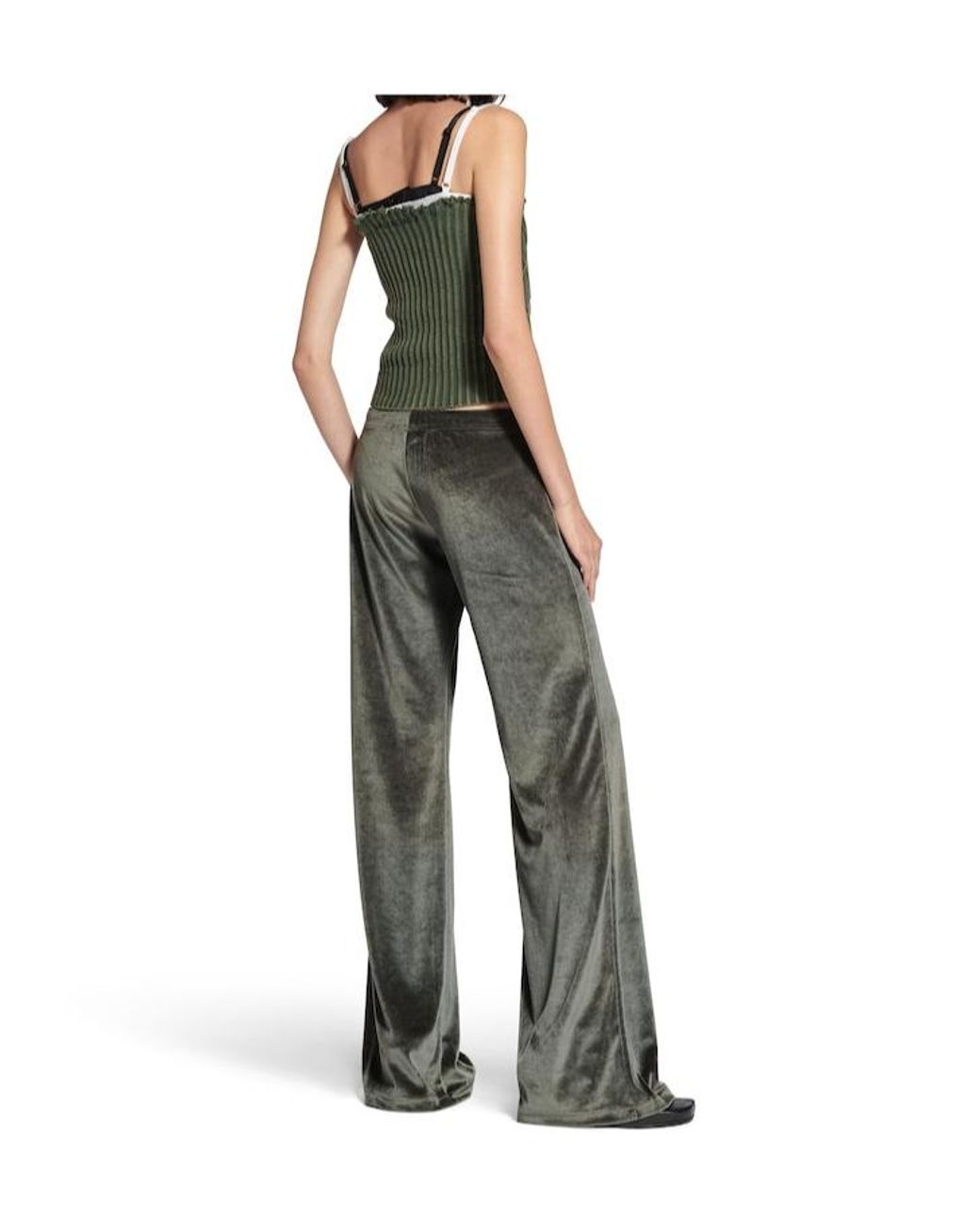 Balenciaga Gray Velvet Flared-Leg Pants