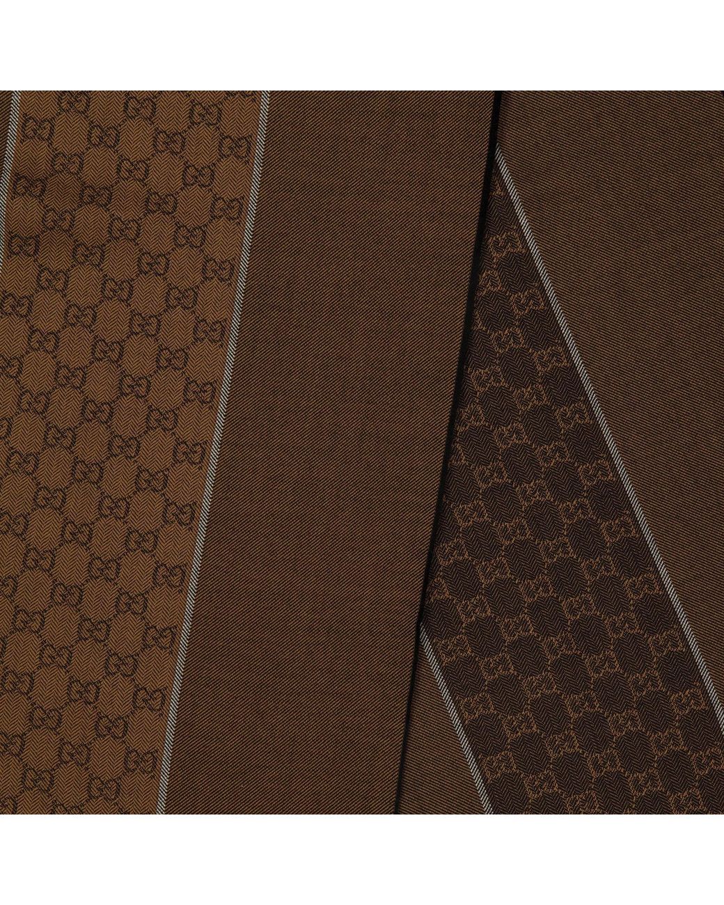 Gucci Brown Printed Spliced Scarf for men