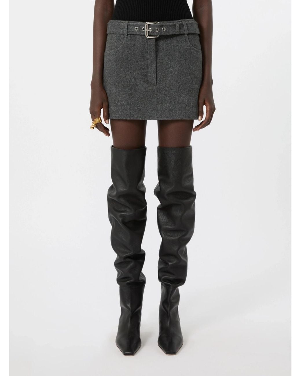 Sportmax Gray Short Pure Wool Skirt