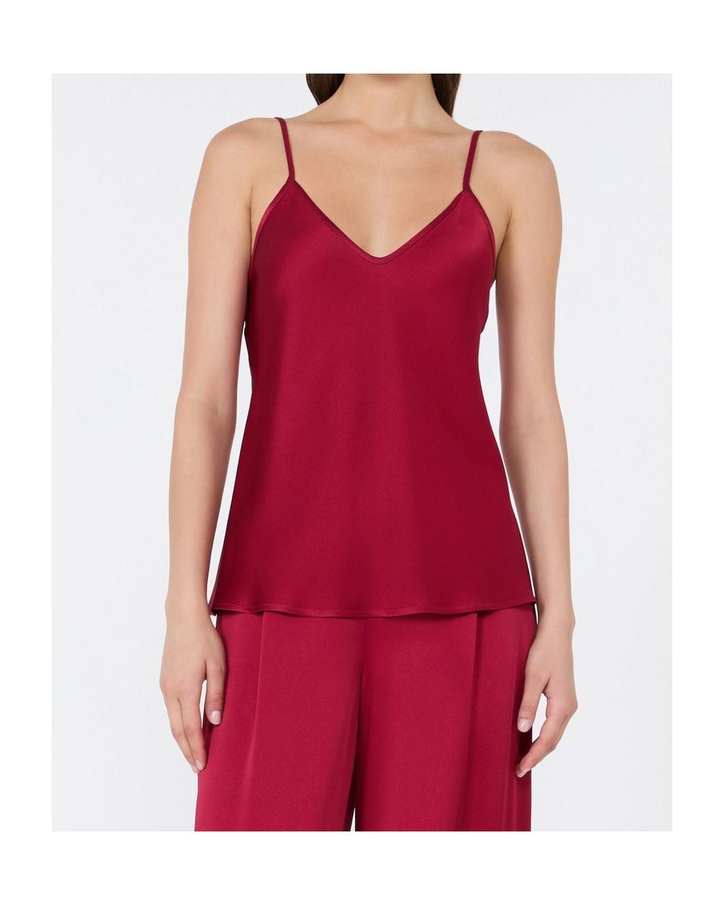 Max Mara Red Envers Satin Camisole Top