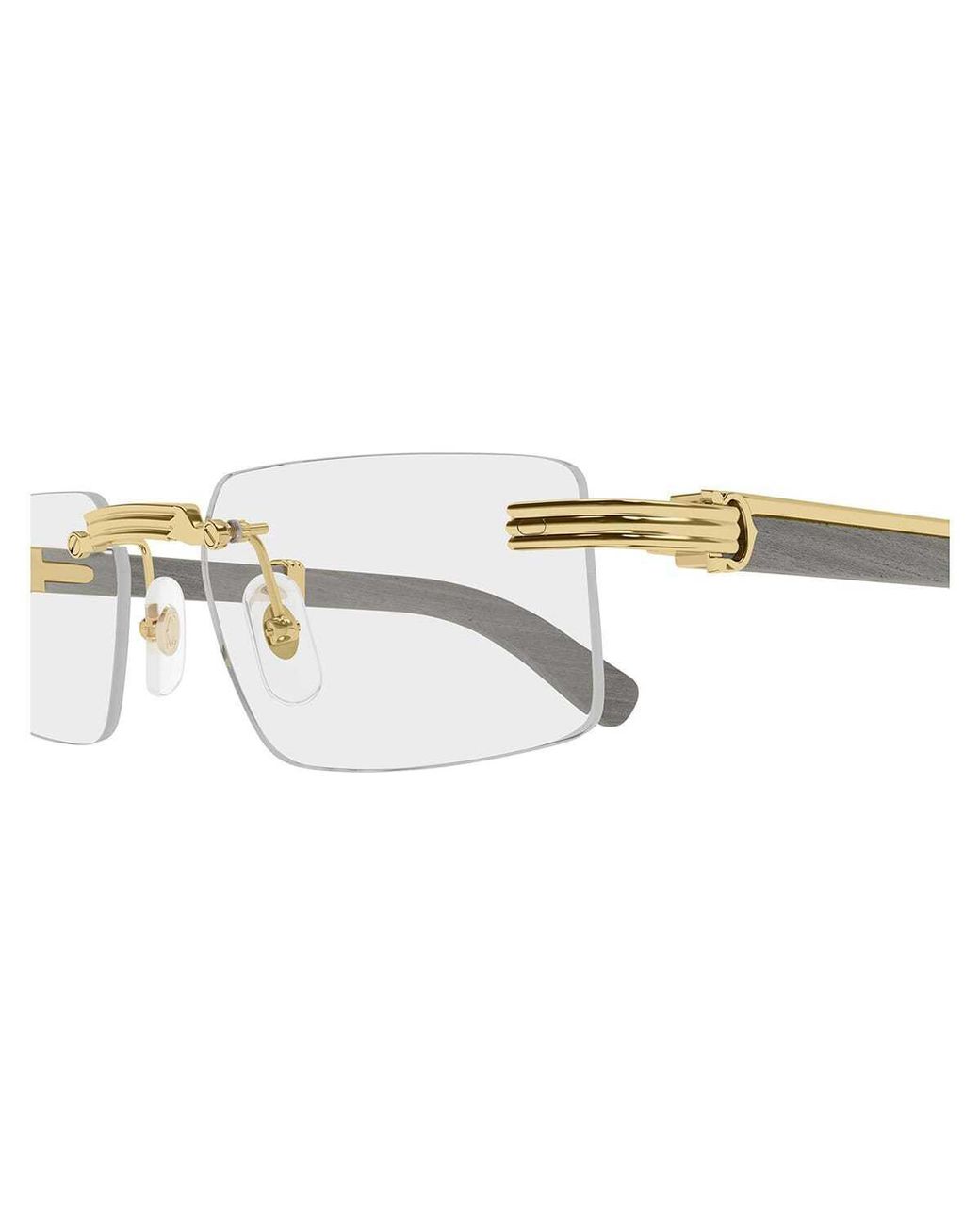 Cartier White Rimless Rectangle Frame Glasses for men
