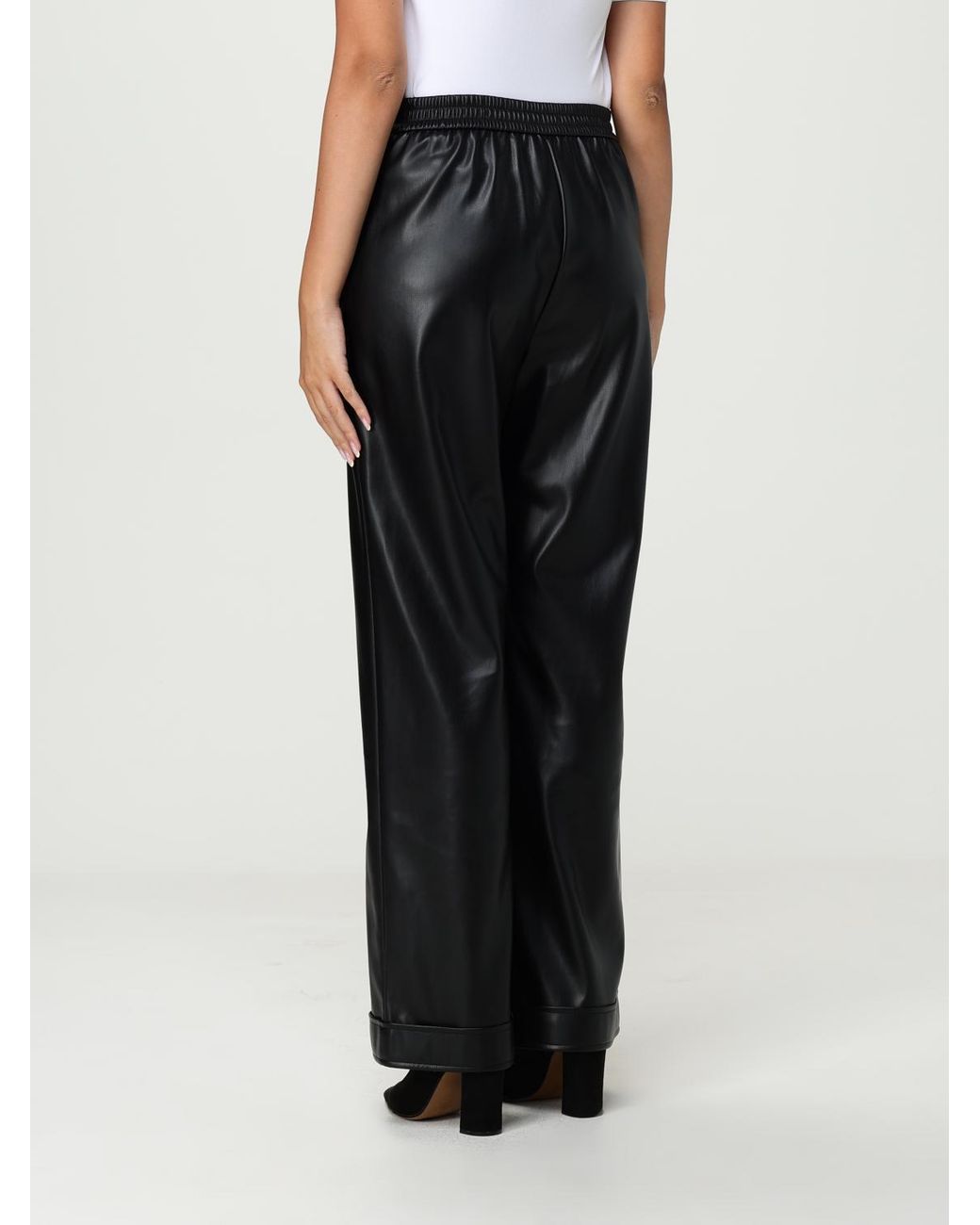 Liu Jo Black Wide-Leg Leather Pants