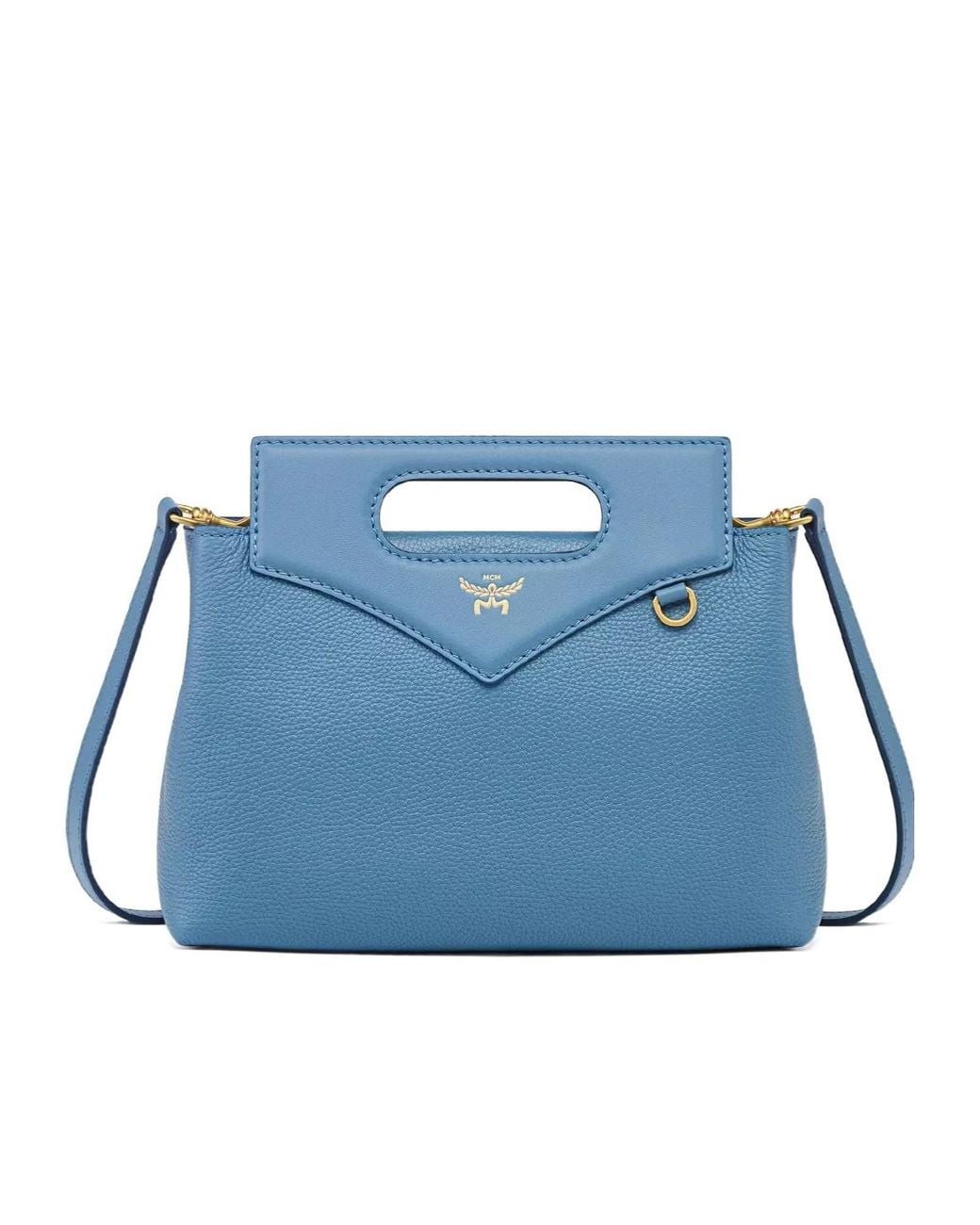 MCM Blue Soft Diamond Embossed Tote Bag