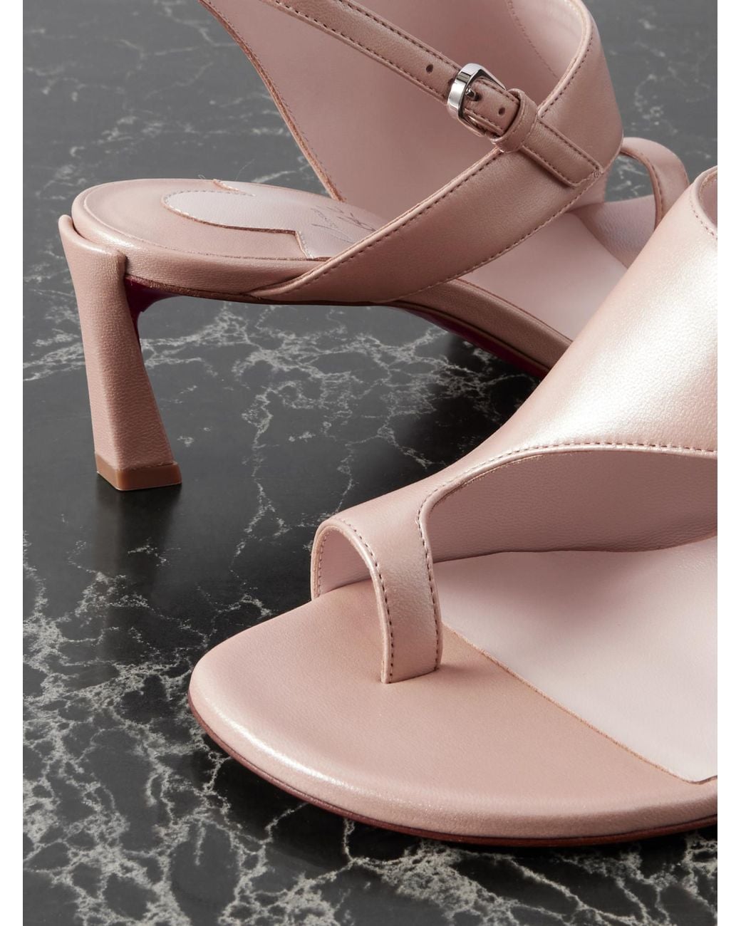 Christian Louboutin Pink Leather Slingback Sandals