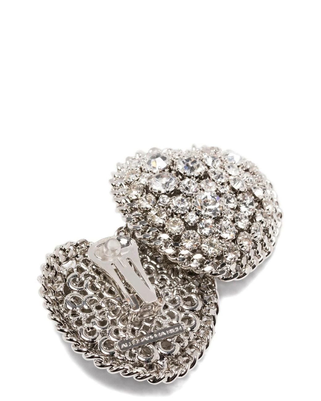 Alessandra Rich White Heart Embellished Earrings