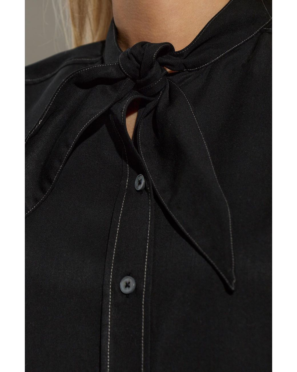 Paul Smith Black Tie-Neck Oversized Shirt