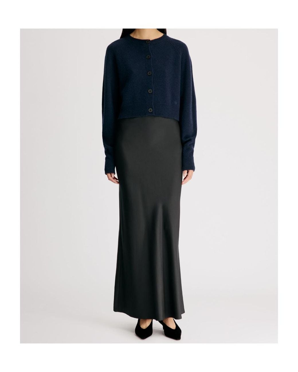 Loulou de Saison Blue Heike Buttoned Cropped Cardigan