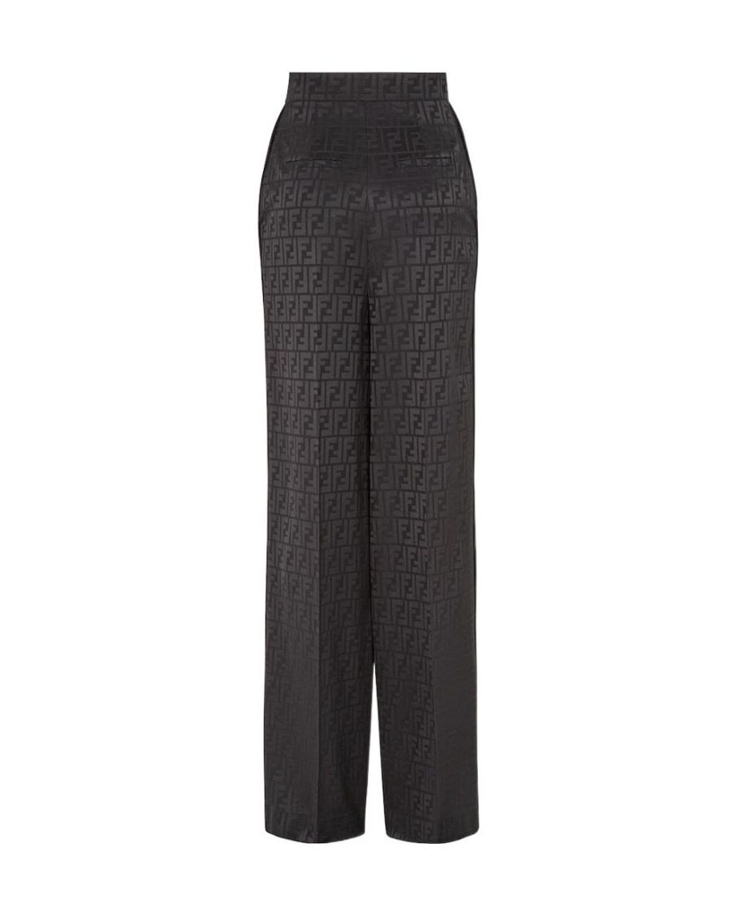 Fendi Black Ff Motif Wide-Leg Pants