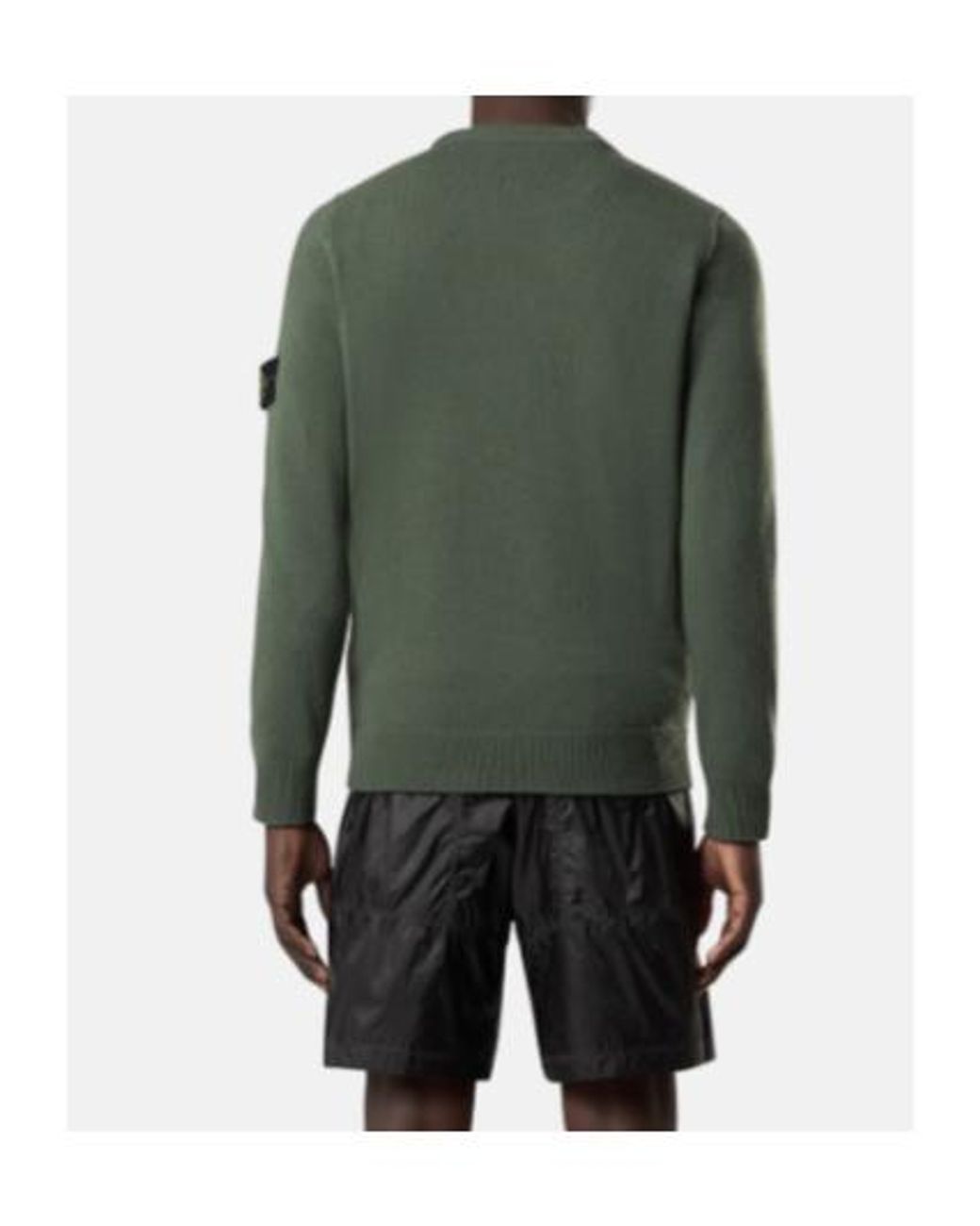 Stone Island Green Logo Patch Crewneck Jumper for men