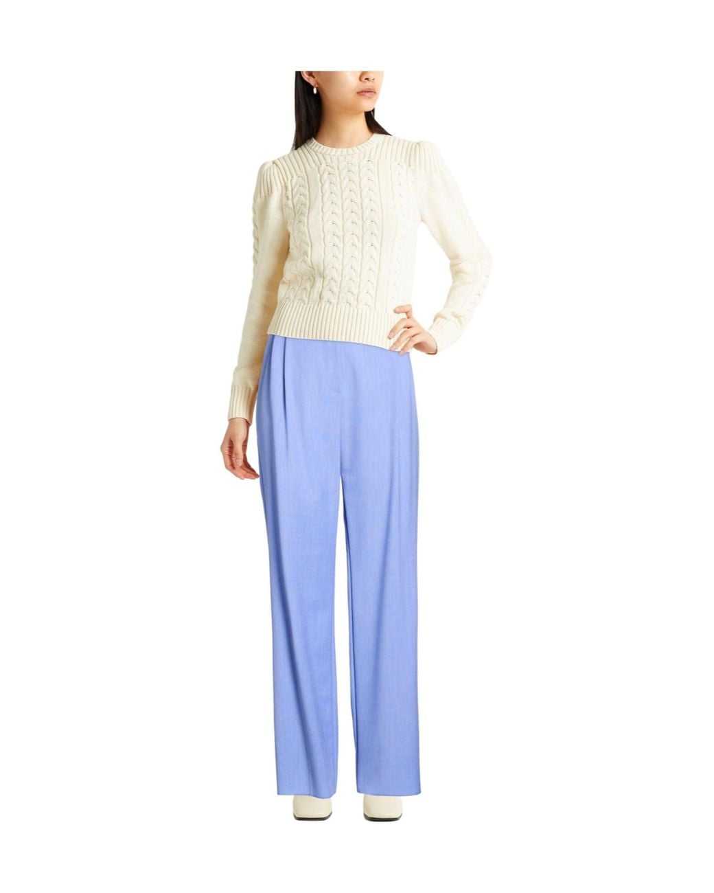 Max Mara Blue Minimalist Solid-Color Wide-Leg Pants