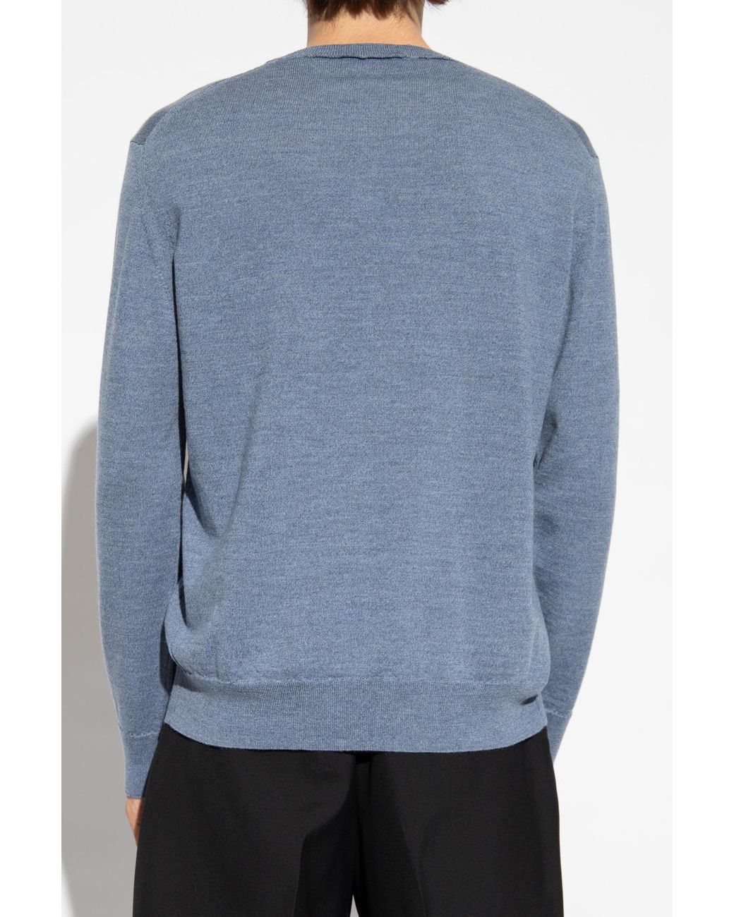 Etro Blue Logo-Embroidered Crewneck Knitted Jumper for men