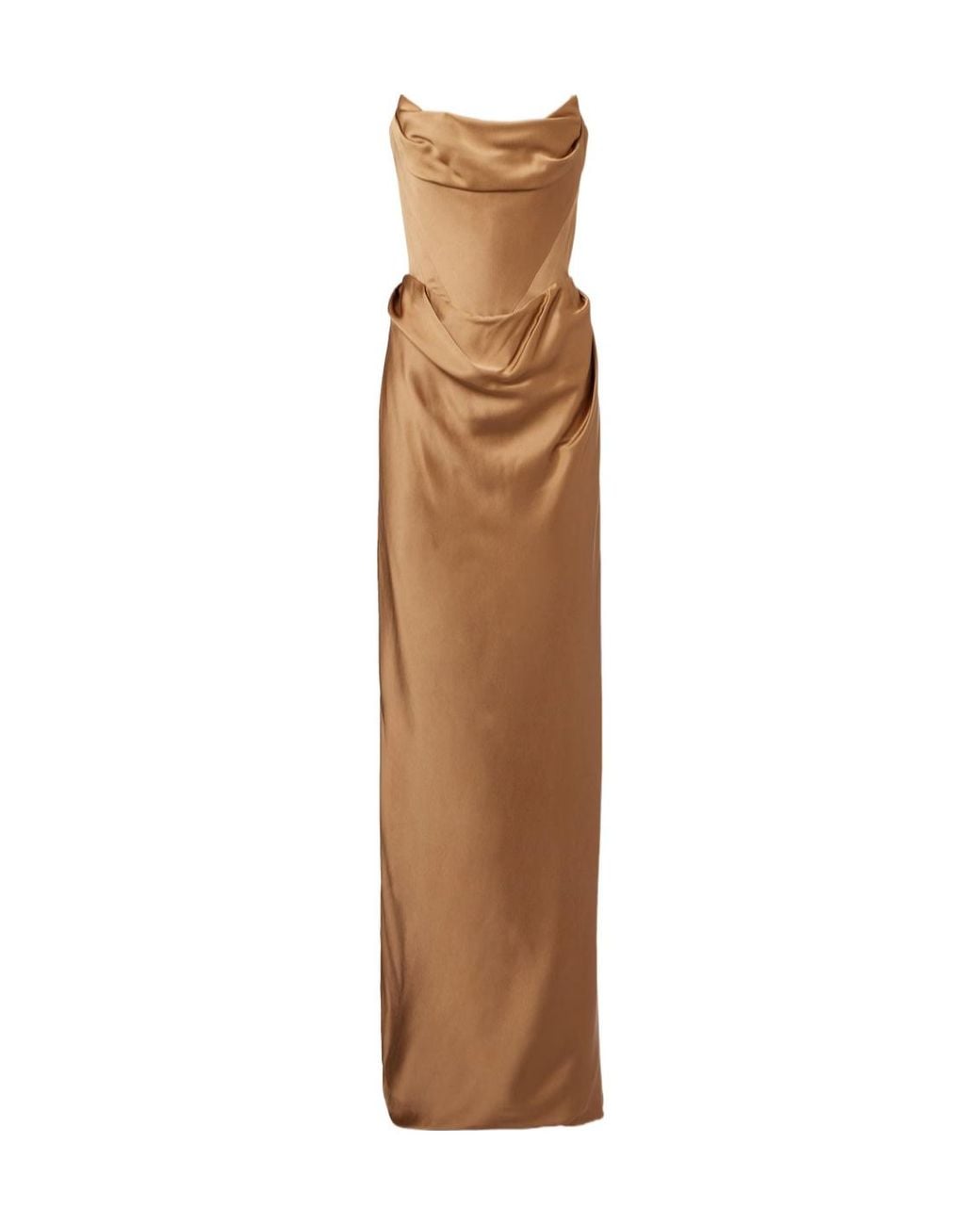 Vivienne Westwood Brown Galaxyno Strapless Satin Corset Gown