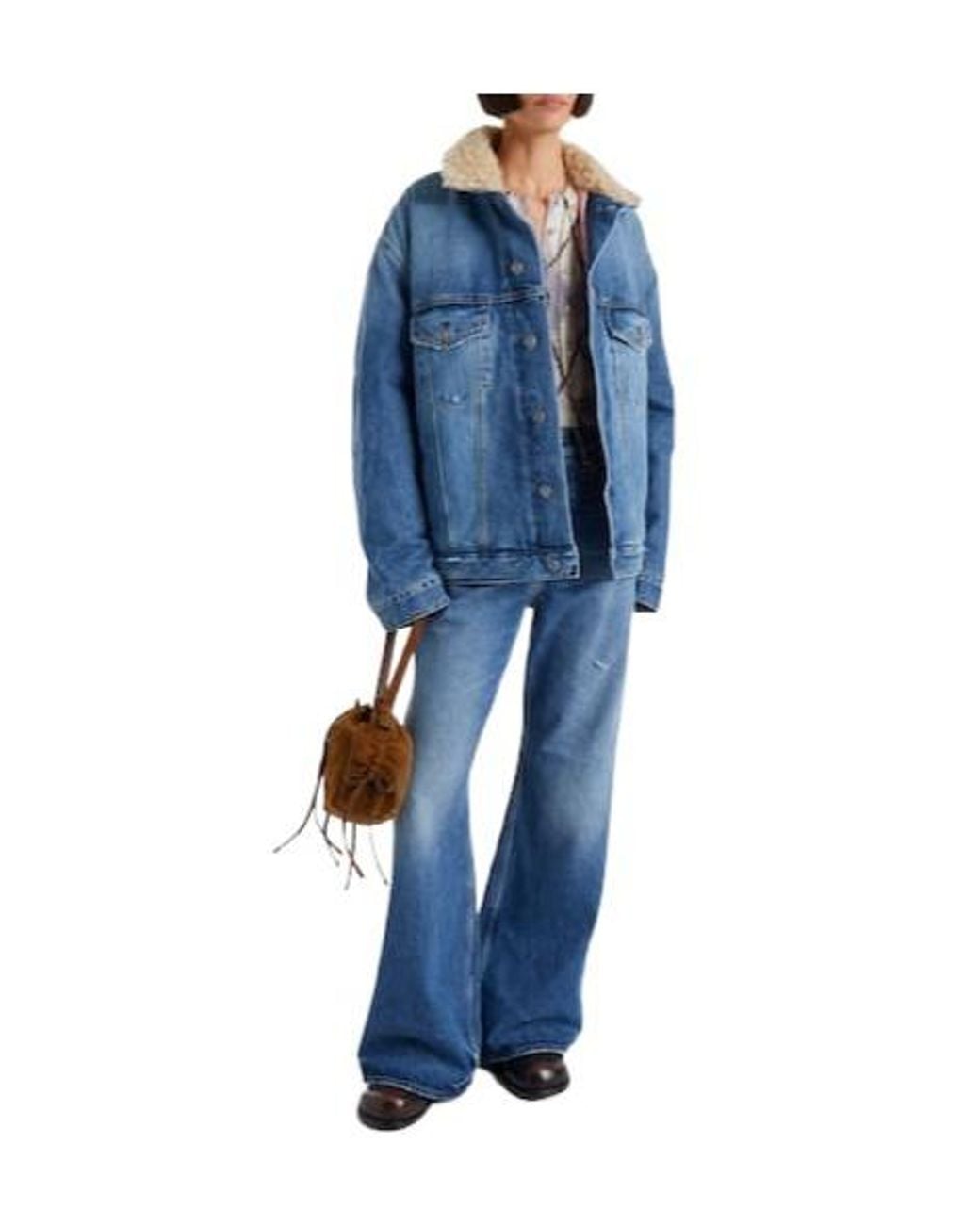 Acne Blue Teddy-Trimmed Denim Jacket