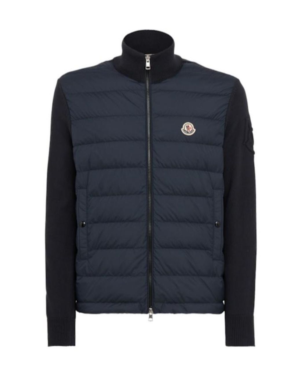 Moncler Blue Padded Zip-Up Cotton Blend Down Cardigan for men
