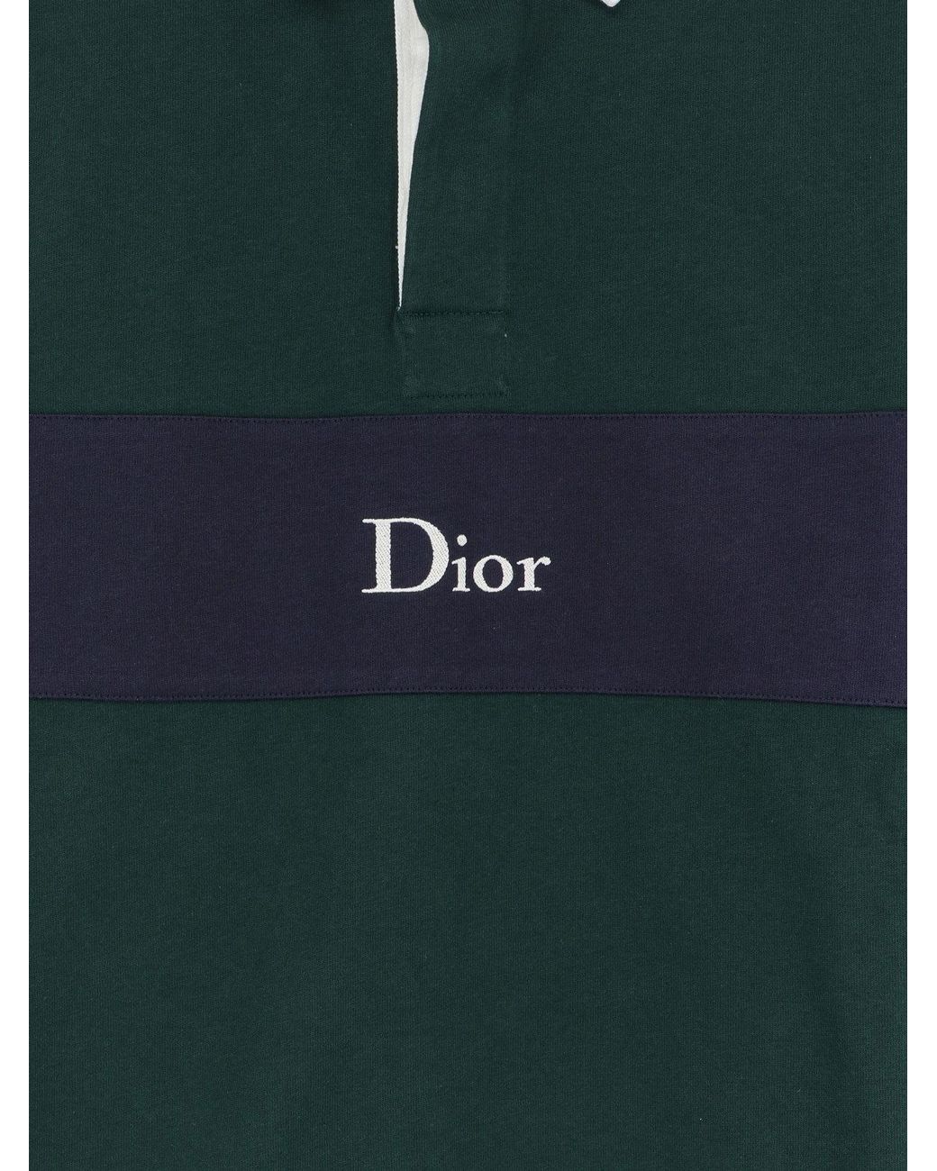 Dior Green Logo Long-Sleeve Polo Shirt for men