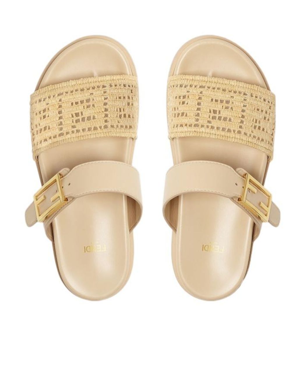 Fendi Metallic Feel Ff Braided Double-Band Slides