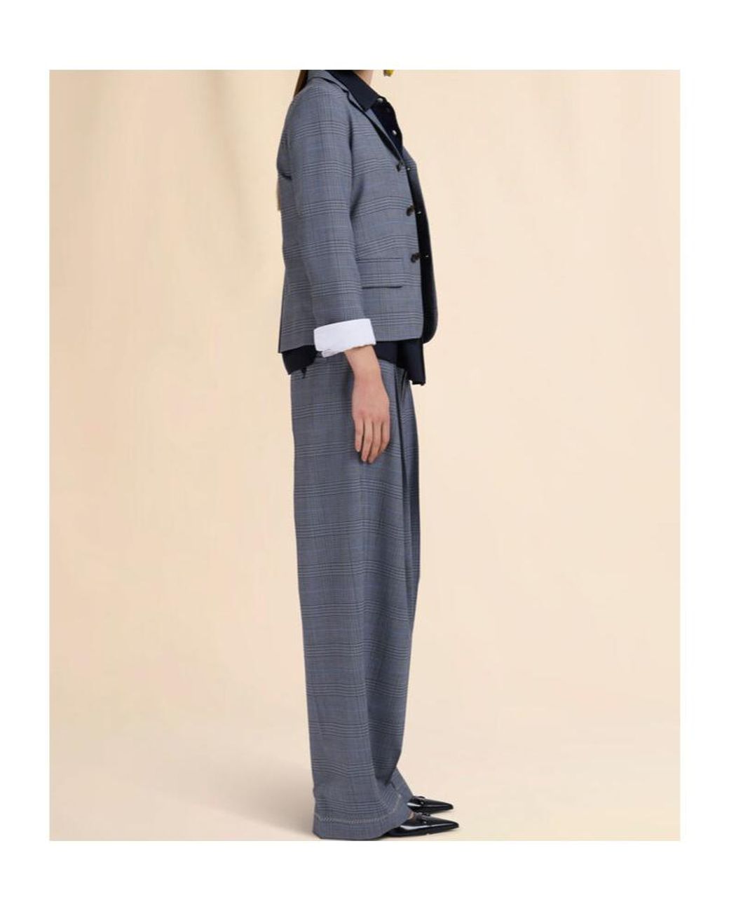Marni Blue Wool Trousers With Prince Of Wales Check