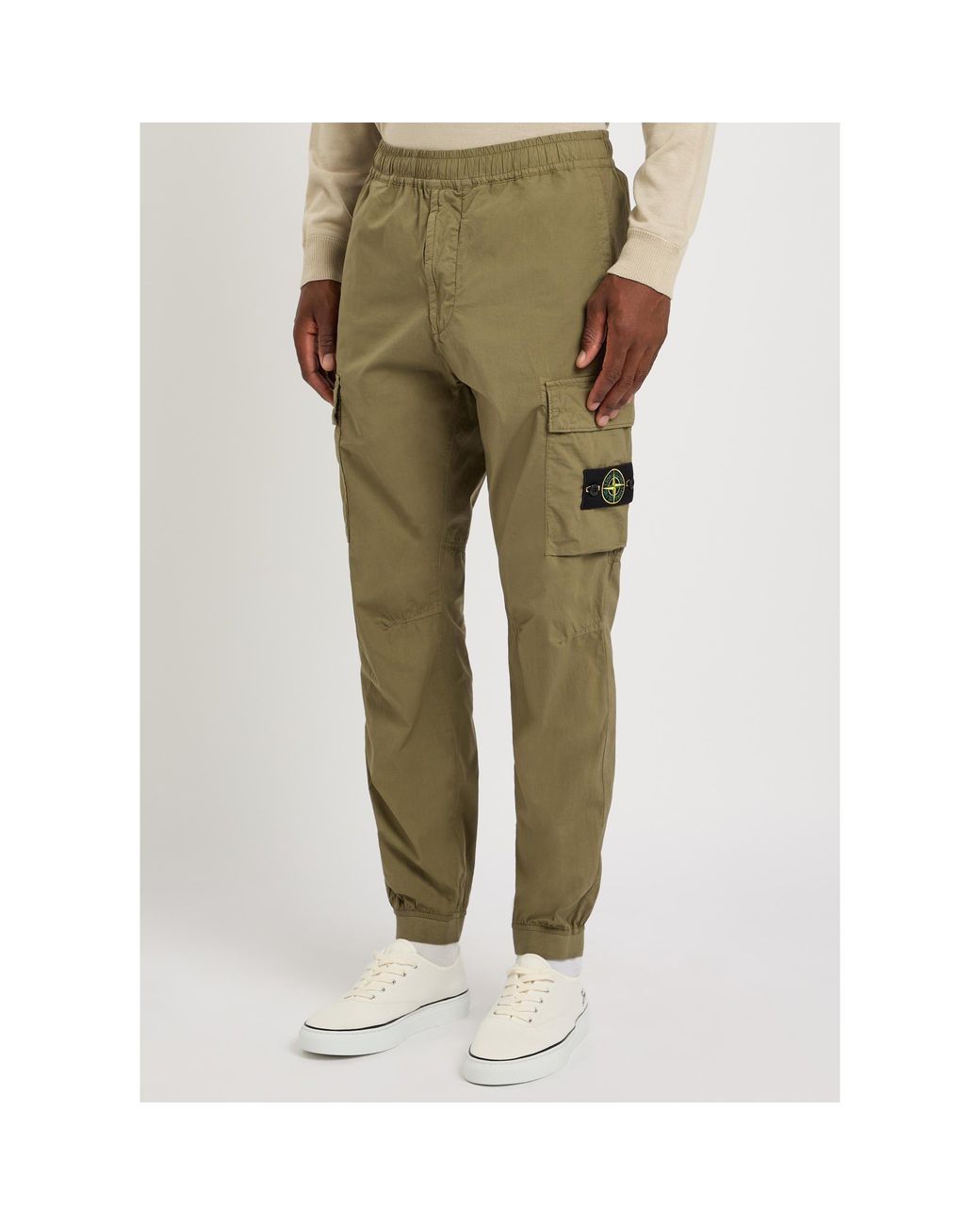 Stone Island Green Cuffed Utility Cargo Pants for men