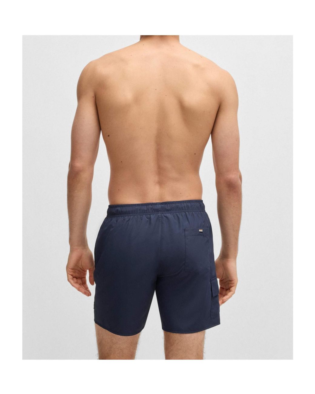 Boss Blue Boss Logo Patch Drawstring Swim Shorts for men