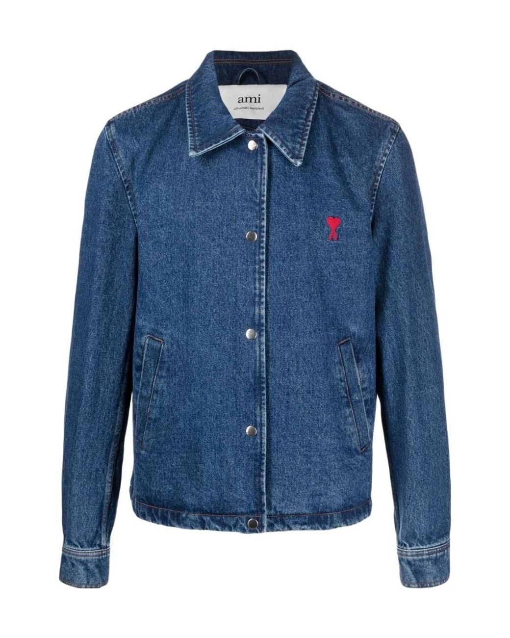 AMI Blue Logo Denim Jacket for men