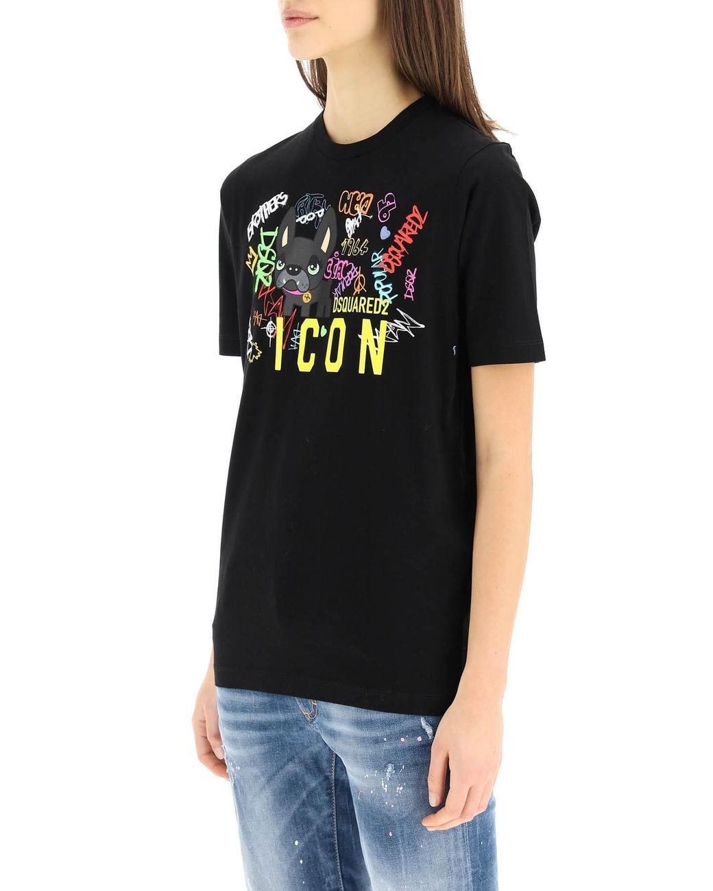 DSquared² Black Icon Graphic-Print T-Shirt