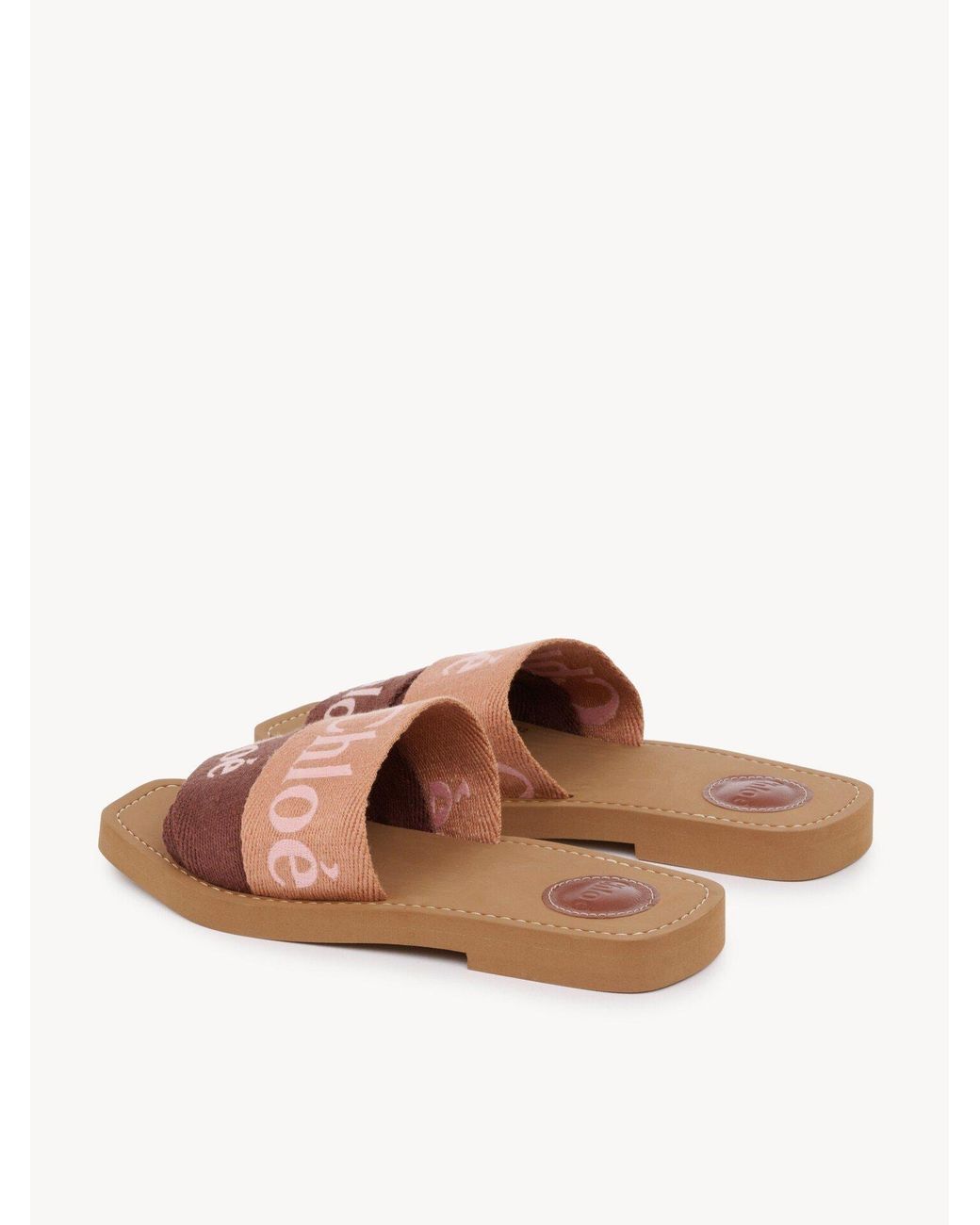Chloé Brown Chloé Woody Logo Strap Slides