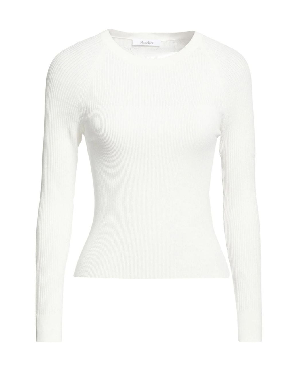 Max Mara White Two-Tone Stretch Knit Top
