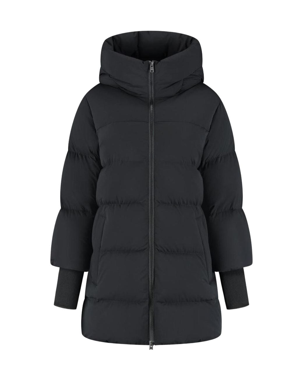 Woolrich Black Madison Hooded Zipped Coat