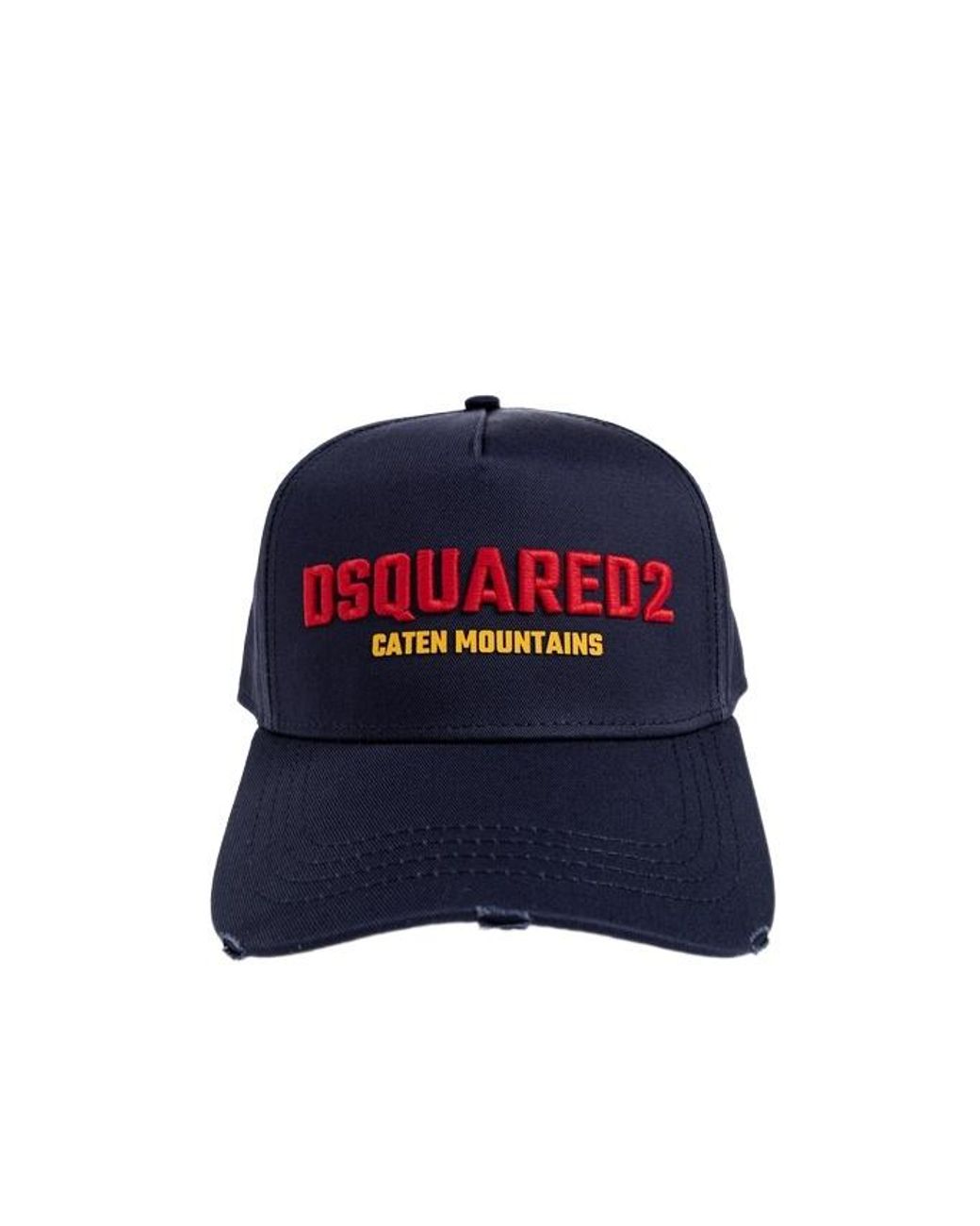 DSquared² Blue Logo Embroidered Distressed Baseball Hat for men