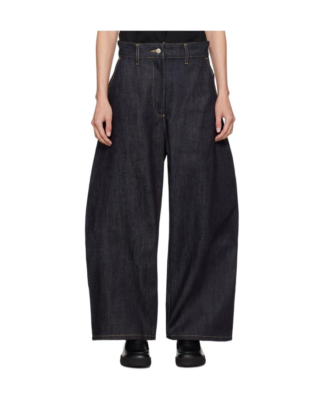 Studio Nicholson Black Chalco Wide-Leg Denim Pants