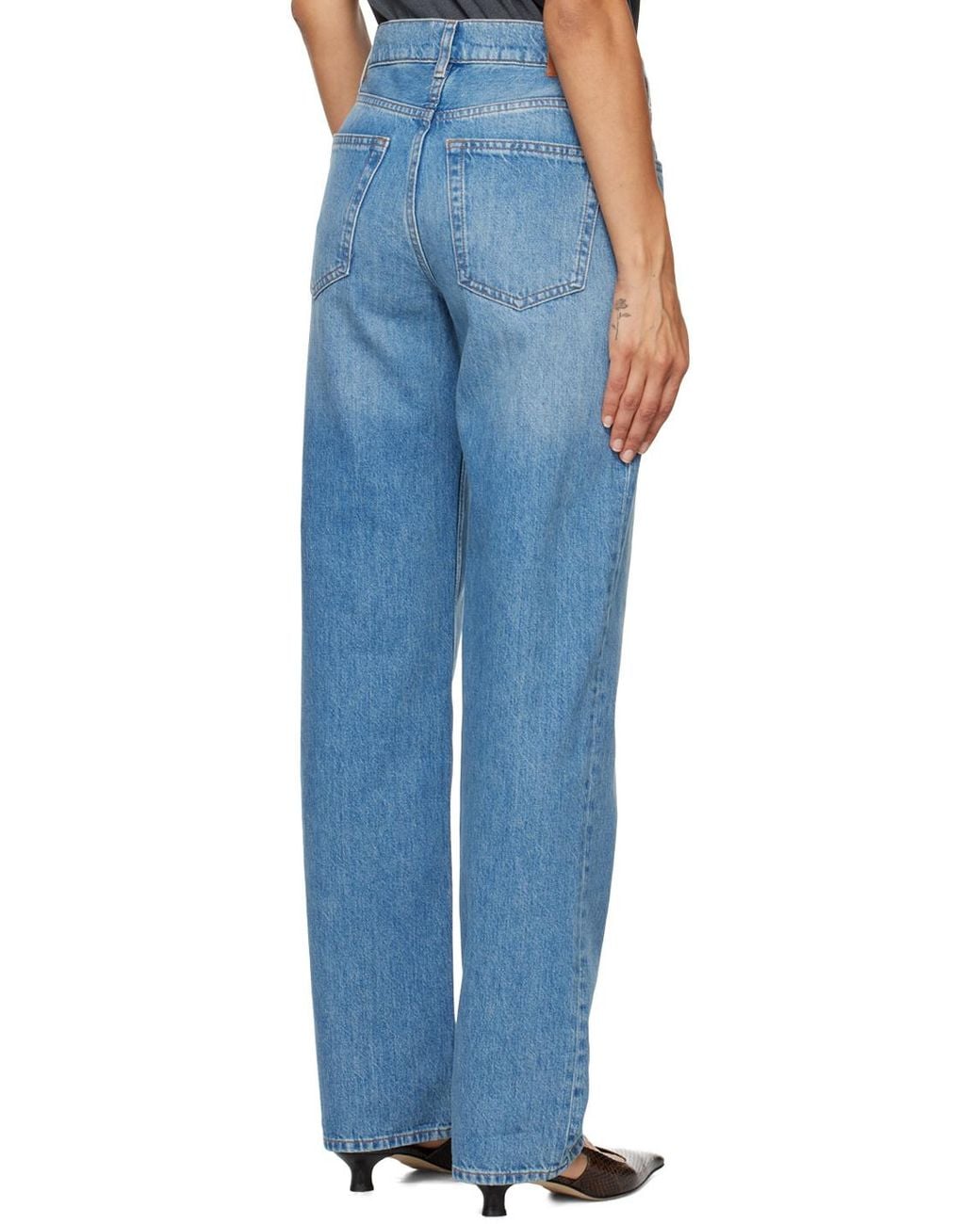 Anine Bing Blue Mid-Wash Wide-Leg Jeans