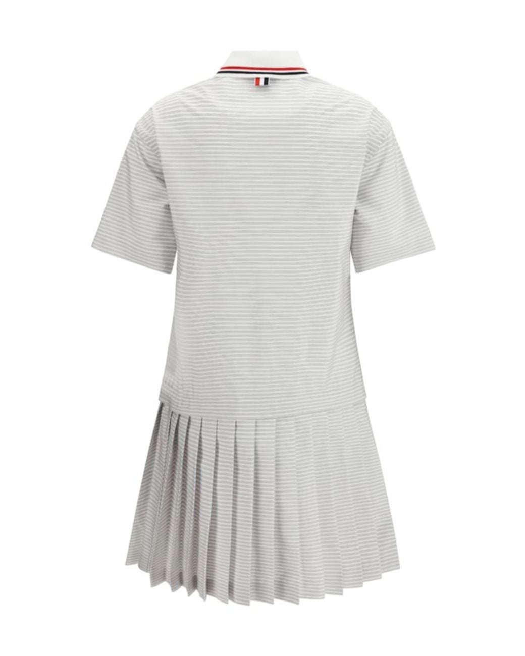 Thom Browne Gray Short-Sleeved Striped Polo Mini Dress