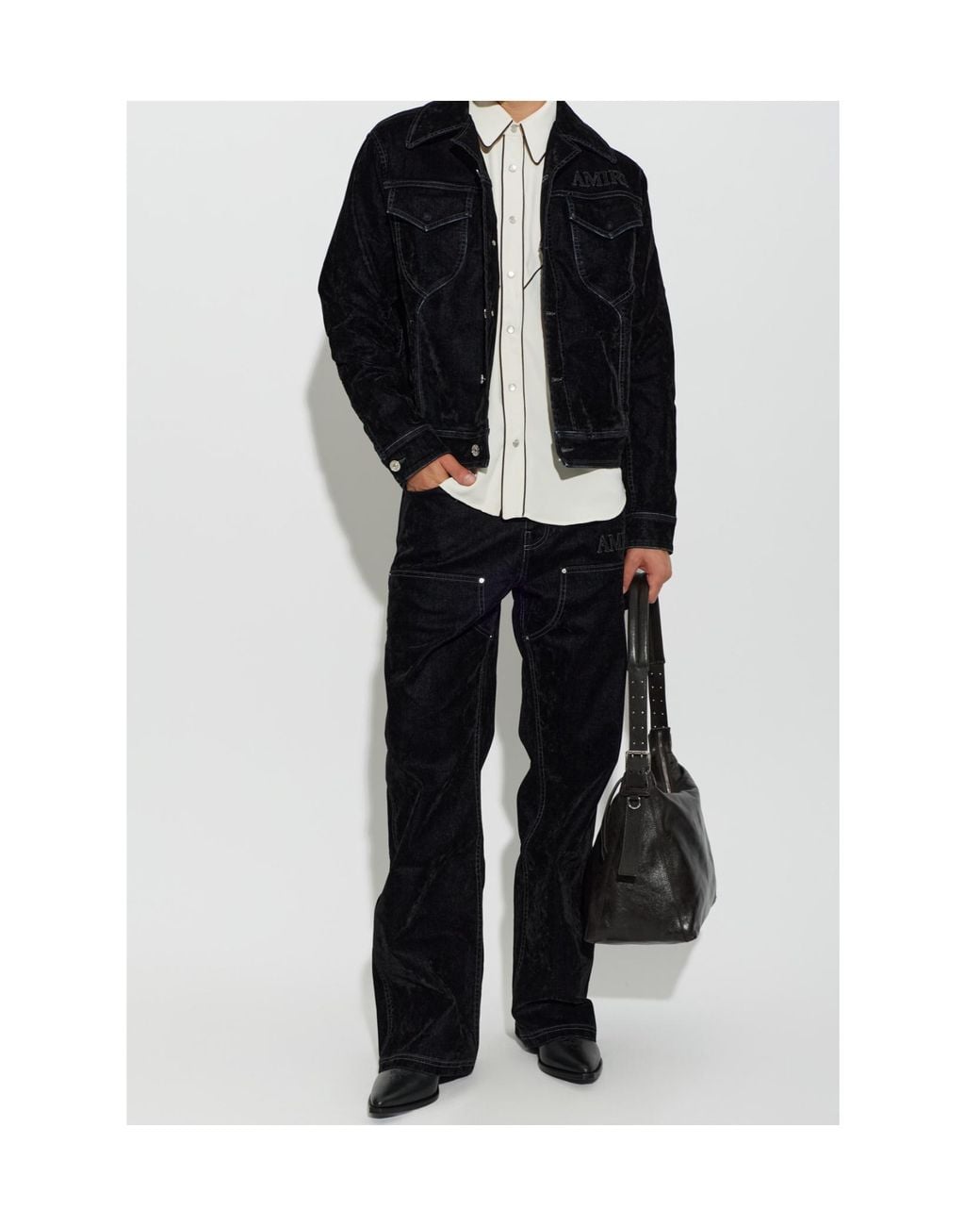 Amiri White Contrast Piped Western Shirt for men