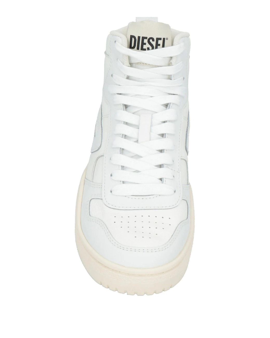 DIESEL White Minimalist High-Top Sneakers