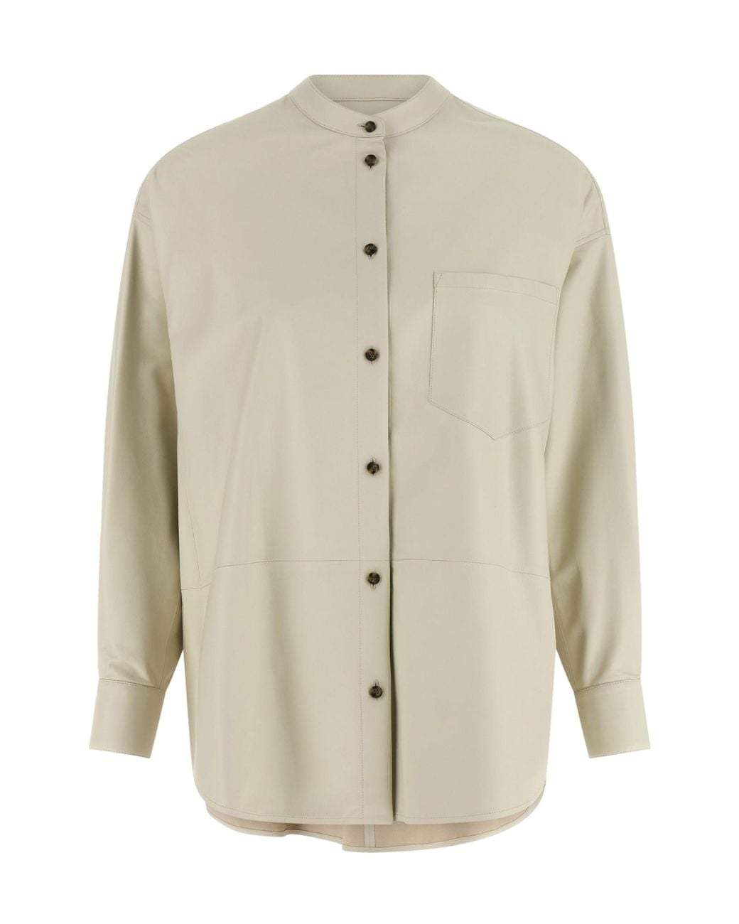 Yves Salomon White Oversized Leather Shirt